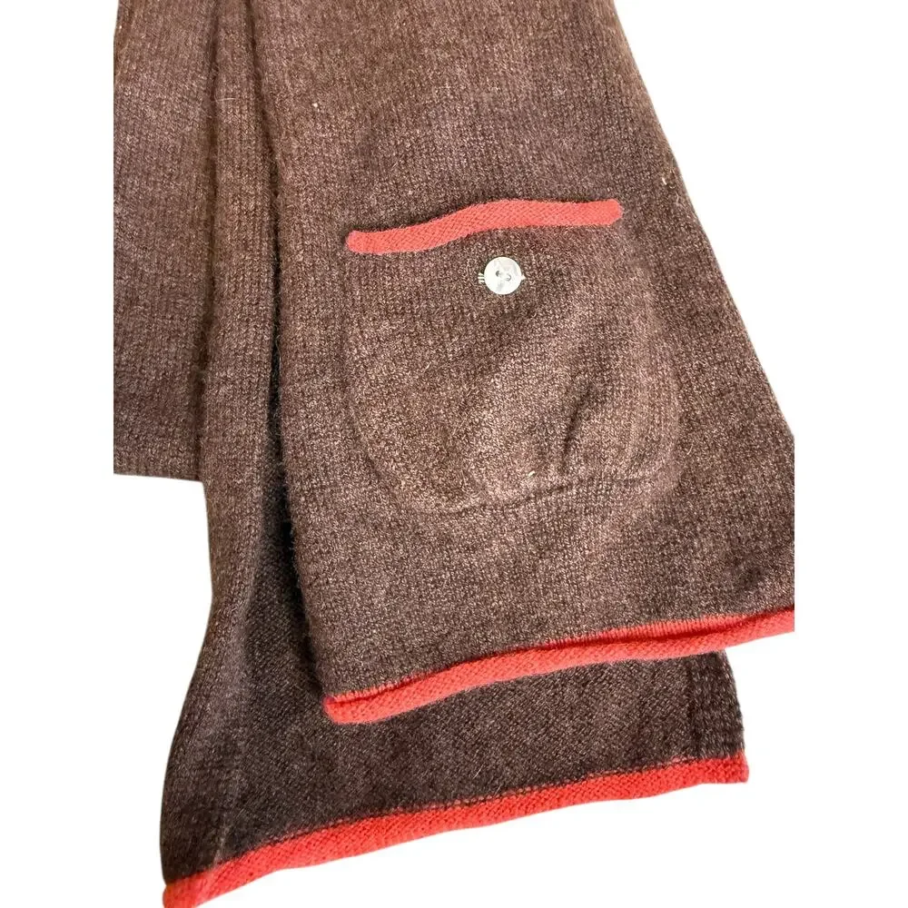 LL Bean Skinny Cashmere Scarf Mocha Brown Pink